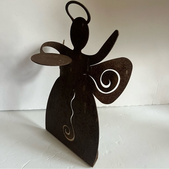 Rustic Metal Angel 12” Candle Holder Christmas Decor - Picture 12 of 13